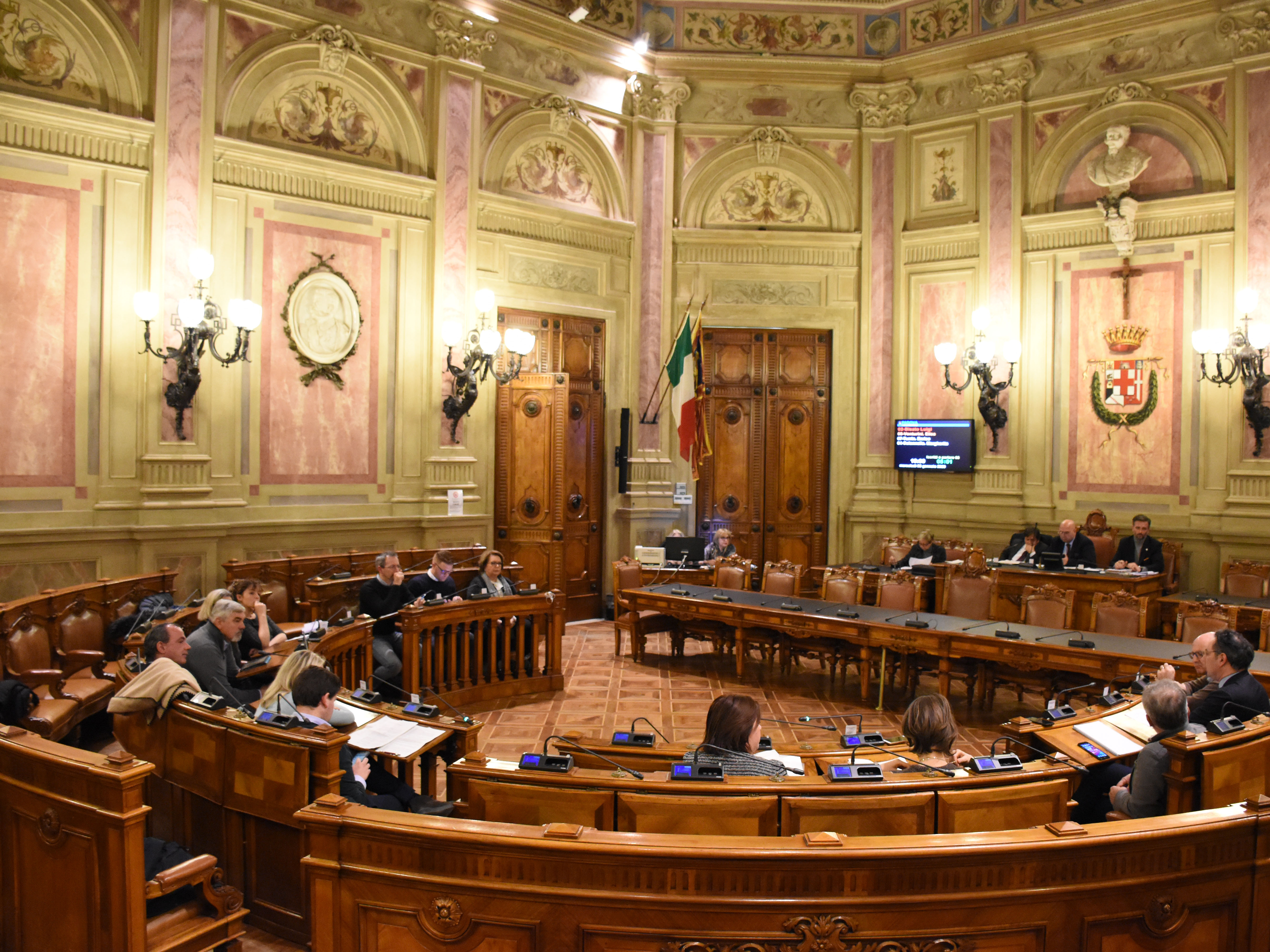 Foto di gruppo dei partecipanti alla seduta consiliare Foto della Sala Consiliare della Provincia di Padova