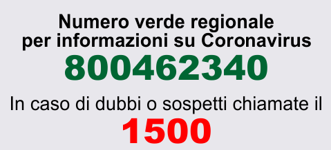 numero verde per info su Coronavirus