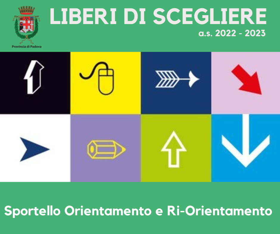 immagini di frecce e scritta Liberi di scegliere Sportello Orientamento immagini di frecce e scritta Liberi di scegliere Sportello Orientamento