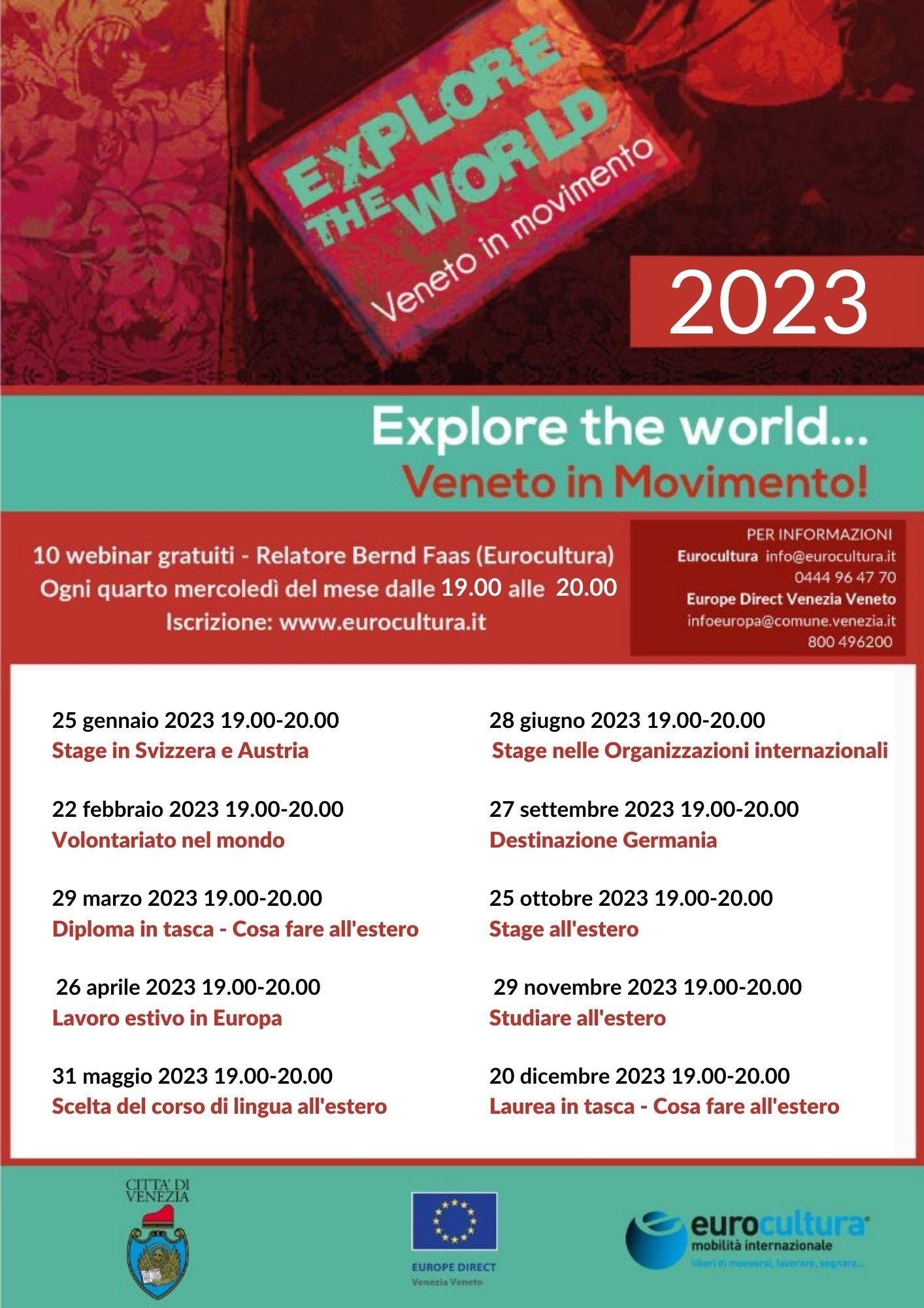 locandina explore the world 2023 loghi e calendario appuntamenti