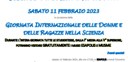 locandina evento science 4 woman con loghi appuntamenti e img scienziata locandina evento science 4 woman con loghi appuntamenti e img scienziata