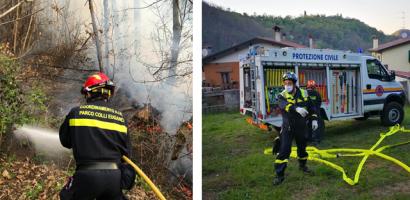 Protezione Civile e Vigili del fuoco a lavoro per domare l'incendio 