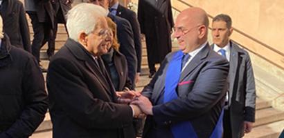 Il presidente Mattarella saluta il presidente della Provincia di Padova Fabio Bui