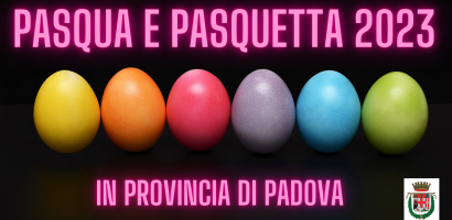 TITOLO e  UOVA COLORATE SU FONDO NERO E LOGO PROVINCIA