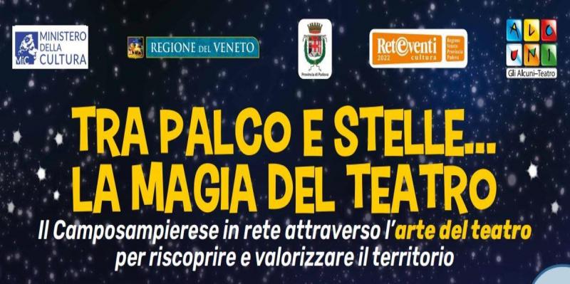 scritta della locandina Tra palco e stelle...la magia del teatro
